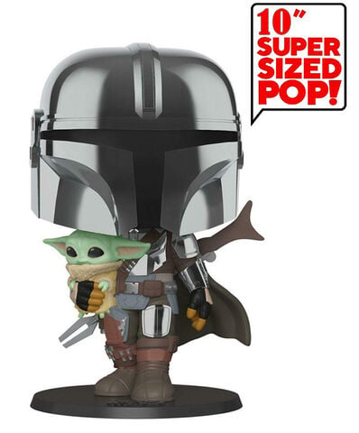 Figurine Funko Pop! N°380 - Star Wars Mandalorian - Mandalorien Armure Chromé 25